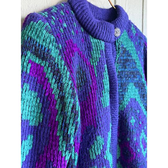 Vintage John Weitz Chunky Sparkle Funky Cardigan Sweater, Medium - Picture 3 of 8